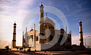Exterior view to Friendly Fatima Zahra mosque aka copy of Taj Mahal, Kuwait photo