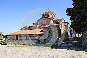 Exterior view to Holy Mary Perybleptos Church in Ohrid, Republic of North Macedonia