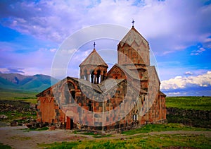 Exterior view to at Hovhannavank Monastery, Ohanavan , Aragatsotn Province, Armenia