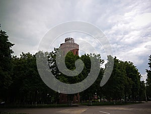 Exterior view to Old water tower in Zaraysk, Moscow region, Russia