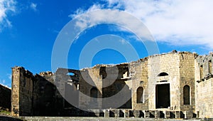Exterior view to roman memorial monument Philippeion ruin at Philippopolis,Shahbaa, Syria