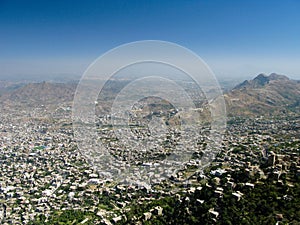 Exterior view to Taiz city from Al-Cahira fortress at Taiz, Yemen