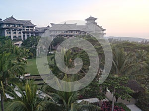 Exterior view of tropical seaside resort