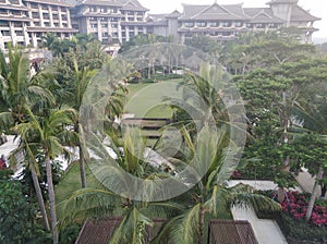 Exterior view of tropical seaside resort