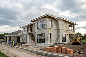 Under construction villa with concrete blocks photo