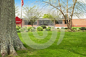 Exterior view of a typical American school building