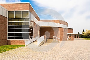 Exterior view of a typical American school building