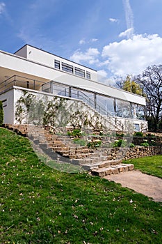 Exterior of the Villa Tugendhat by architect Ludwig Mies van der Rohe built in 1929-1930, modern functionalism architecture photo