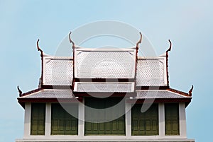 Exterior vintage Thai building architecture style with