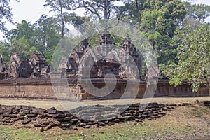 Exterior wall and ruins  of Banteay Srei, Siem Reap, Cambodia