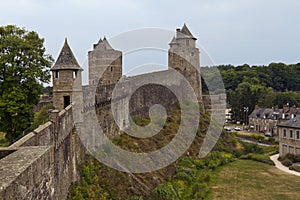 Exterior Wall and Towers of Chateau de Fougeres, France