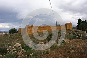 Exterior walls of a kasba built of pressed earth outside Imouzzer Kandar in the Moroccan province of Sefrou.