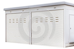 Exterior of white storage unit