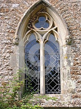 Exterior of window in English rural parish church