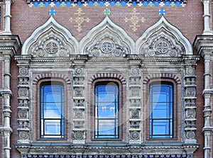 Exterior windows of a mosaic on the Church of the Savior on Spil