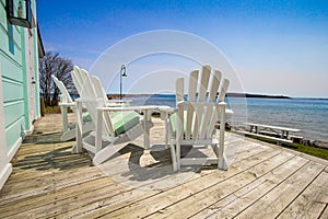 Exterior Wooden Deck With A Waterfront View