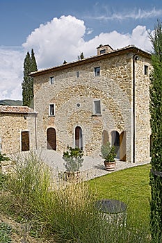 Exteriors shots of facade of a old masonry house