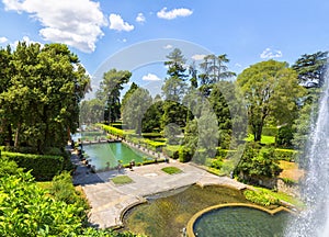 Exteriors of Villa d`Este in Tivoli, near Rome