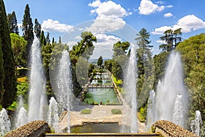 Exteriors of Villa d`Este in Tivoli, near Rome