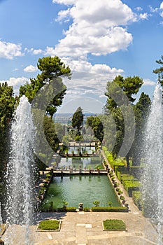 Exteriors of Villa d`Este in Tivoli, near Rome