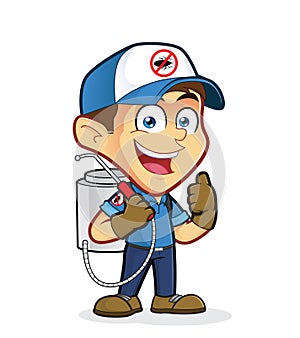 Exterminator or pest control giving thumbs up photo