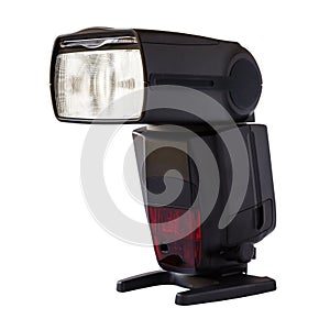 External camera flash on white background