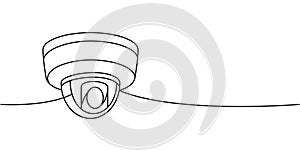 External CCTV camera one line continuous drawing. Security surveillance system. Vector illustration