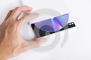 External cd dvd burner reader with hand