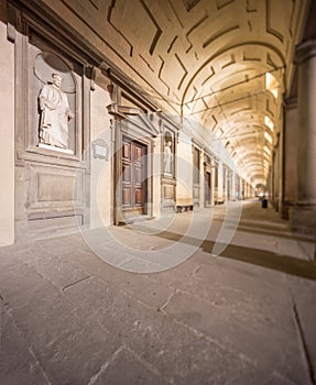 External corridor of Uffizi gallery in Florence