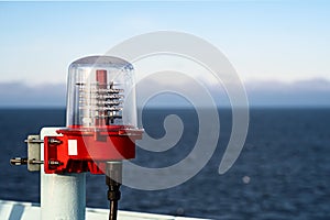 External deck lights of the ship. Signal marker lamp of the ship.
