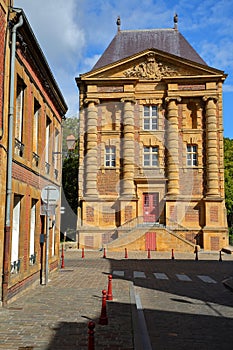 The external historical facade of Arthur Rimbaud Museum, located in Charleville Mezieres, Ardennes, Grand Est, France