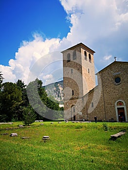 External panoramic at Ancient Abbey of St.Vincenzo Volturno, Rocchetta a Volturno, Castel San Vincenzo, Isernia, Italy