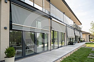 External roller blinds on large windows