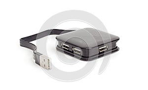 External short cable USB hub on a white background