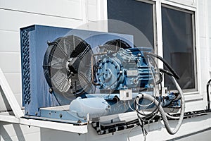 External unit of an industrial air conditioner in close-up