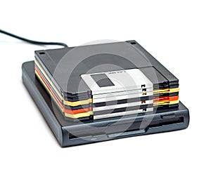 External usb floppy disk drive with disks isolated