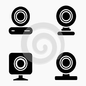 External webcam technology solid icons set