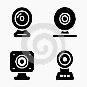 External webcams solid icons collection