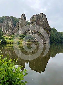 Externsteine cliffs in Teutoburger forest