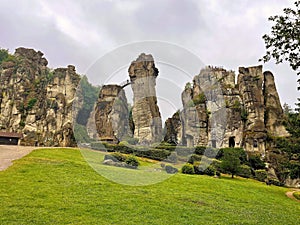 Externsteine cliffs in Teutoburger forest