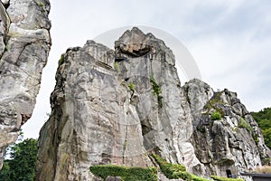 Externsteine at the hiking trail in the Teutoburg Forest, North