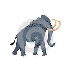 Extinct animals. Columbian mammoth. Prehistoric extinct american elephant Flat style vector illustration isolated on