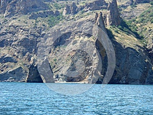 Extinct volcano Kara-Dag. Golden gate rock