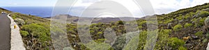 Extinct volcano rim visible above La Restinga village on El Hierro Island Canaries Spain