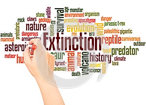 Extinction word cloud hand writing concept