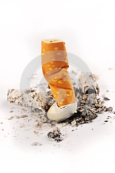 Extinguished Cigarette on White Background