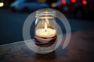 an extinguished leaderless protest candle in a jar
