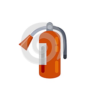 Extinguisher. Flat cartoon illustration. Fireman tool. Red cylinder