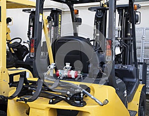 Extinguisher with industrial forklift machine engineering and colour architecture