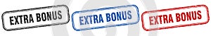 extra bonus square isolated sign set. extra bonus stamp.